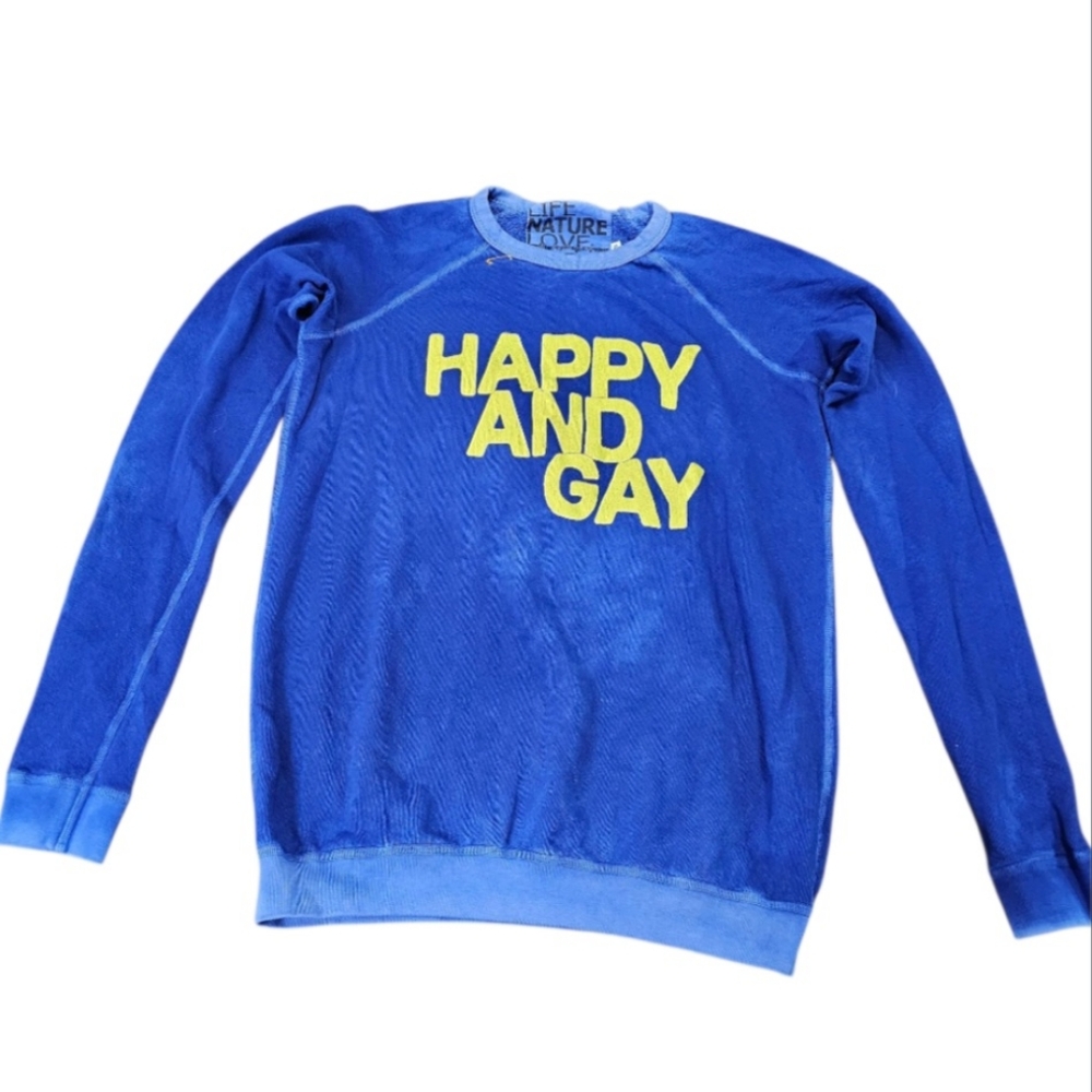 Blue Sweater with Yellow Text Freecity New